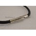 Moderne zwarte leer armband met witte zoetwaterparel 11mm