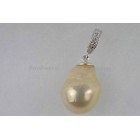 Parelhanger goud wit zeer grote 13x18mm top luster parel 