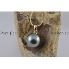 Verkocht Tahiti * parelhanger ca 12,5mm rond zoutwater parel, goud 14k 585 y