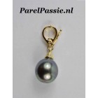 Tahiti parelhanger aanhanger cliphanger 12x14 mm zoutwaterparel, 925 zilver verguld ..