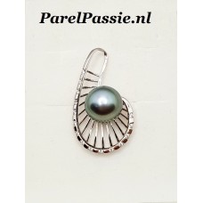 Tahiti grote parelhanger pauw zoutwaterparel 11mm zilver rhodium cz  y