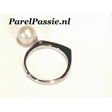 Parel ring 8,5-9mm AAA ronde zoetwaterparel verstelbare maat 17 18 19  y+