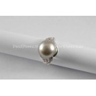 Tahiti zoutwater parel ring 12mm, witgoud op zilver 925 mt 17  y