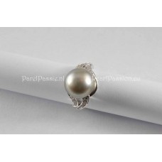 Tahiti zoutwater parel ring 12mm, witgoud op zilver 925 mt 17  y