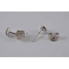 Wit gouden oorstekers 14k 585, kleine pin, 5mm kap parels los kopen  y.