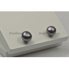Verkocht Donkere* pareloorbellen 7mm AAA  zoetwaterparels zilver  y