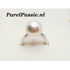 Parelring Zuidzee zoutwaterparel wit 12mm zilveren ring maat 17,25  y