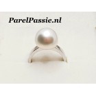 Parelring Zuidzee zoutwaterparel wit 12mm op zilveren ring maat 17 1/4 ..