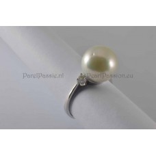 Zuidzee pareling echte zoutwaterparel ca.12.4mm zillverenring maat 18 57 a 58   y+