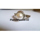 Parel ring met 7 mm witte zoetwaterparel AAA kwaliteit  y