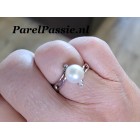 Parelring zilver met witte ronde 8,2mm AAA topkwaliteit gekweekte parel maat 18 58 ..