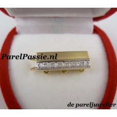 Gouden slot briljanten voor 3 rijige parelarmband of parelketting   y-