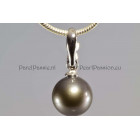 Tahiti parel clip aanhanger ronde zoutwater 11mm, zilver 925 rh met strakke kleinere hanger    y