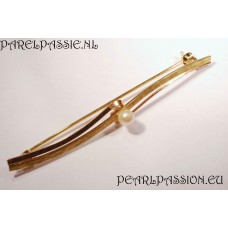 Parel broche gouden Akoya zoutwater pareltjes occ TEKA 585 14k  y