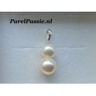 Grote Akoya parelhanger dubbele 15.6mm lange zoutwaterparel zilver y0 Grote Akoya parelhanger dubbele 15.6mm lange zoutwaterparel zilver y0