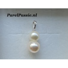 Grote Akoya parelhanger dubbele 15.6mm lange zoutwaterparel zilver y0 Grote Akoya parelhanger dubbele 15.6mm lange zoutwaterparel zilver y0