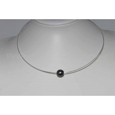 Tahiti zwarte parel 12 mm zoutwater aan zilveren 925 choker strak modern  y