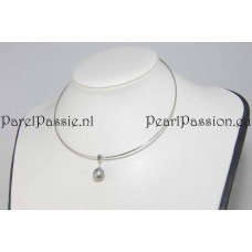 Tahiti parelhanger aan choker spang zwarte zoutwaterparel 11mm kort  y