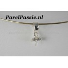 Hanger zonder parel oog, kap 8mm bloem met pin zilver 925 