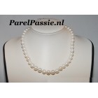 Witte parelketting grote zoetwaterparels 10 mm - 11mm  14k gouden slot 46cm koopje y