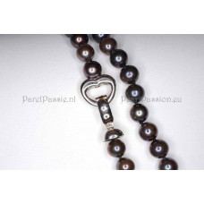 Parelketting zoetwater zwart ketting 7mm AAA 46cm  y