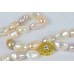 Parelketting lang grote zoetwaterparels nuggetvorm 10mm -16mm wit roze  y