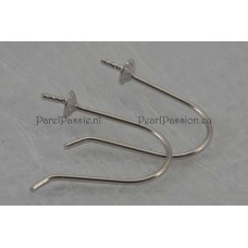 Witgouden 18k oorhaken voor pareloorbellen 750 pin kap 3 mm  y..