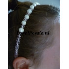 Diadeem bruid bruidsmeisje met 7-9mm witte zoetwaterparels en roze kralen ,,