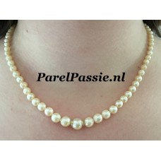 Akoya parelcollier goud restyle met nieuw 14k goud 3,5mm tot 7,5mm zoutwater kort 40cm a  41cm  y+