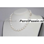 Parelcollier zeer grote ronde Edisonparels 10 - 13mm exclusief zilveren slot 43 cm  y
