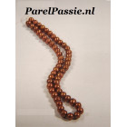 Bruine zoetwaterparels gave 8mm los parelsnoer met prachtig luster  y