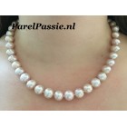 Parelketting pastel roze parelketting zoetwater 10mm maatservice tot 45 cm zilver  y