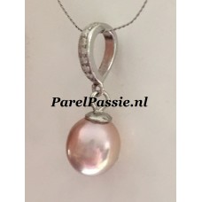Verkocht Parel * hanger met zilver vergulde cliphanger kleinste model