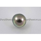 Tahiti * echte zoutwater parel top kleur zwart groen pauw 12.5 x13.6 mm half geboord ,,