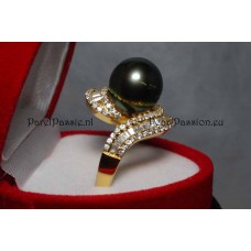 Verkocht Gala * Tahiti parel ring 11mm, goud verguld zilver 925 mt 18
