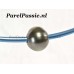 Titanium blauwe spang 11mm zwarte zoutwaterparel Tahiti 14cm doorsnee  y