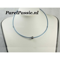 Titanium blauwe spang 11mm zwarte zoutwaterparel Tahiti 14cm doorsnee  y
