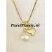 Gouden parelhanger 6mm en gouden hart bedel echte cultivé ronde parel fijn 14k 585   y.