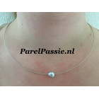 Grijze Keshi Tahiti parel zoutwater parel met witgouden collier 45cm  ..