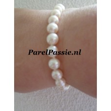 Parelarmband 7-7,5mm zoetwater AAA  room wit  zilveren magneetslot y