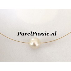 Zuidzeeparel ronde roonwitte zeer grote 14mm zoutwater met collier bajonetslot  y.