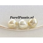 Zuidzee parels 3 zoutwater 9-11mm zilveren collier 50cm of korter