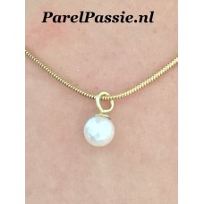 Parelhanger goud 7mm rond aan gouden hanger AAA  top kwaliteit  y.