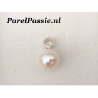 Parelhanger 9.5mm ronde zoetwater strak zilver ..