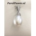 Witgouden parelhanger diamant AAA druppel 8x12mm parel  y..