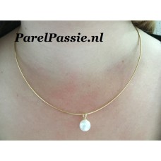 Parelhanger goud 14k cultivé AAA 9mm wit 14k  top kwaliteit  y.