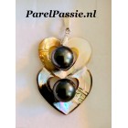 Tahiti zoutwaterparels in hart liefdes geschenk zilveren hanger  y