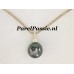 Tahiti parelhanger goud met diamanten pauw groen/blauw zoutwater 18k ..