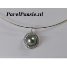 Luxe Tahiti parel hanger enorm grote zoutwater 13mm rh zilver  y