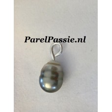 Stoere Tahiti parelhanger 11mm x 14mm grijs 925 zilver  y